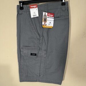 Wrangler Cargo Shorts Men 36 Relaxed Fit Cotton Gray Outdoors Trail Casual NEW